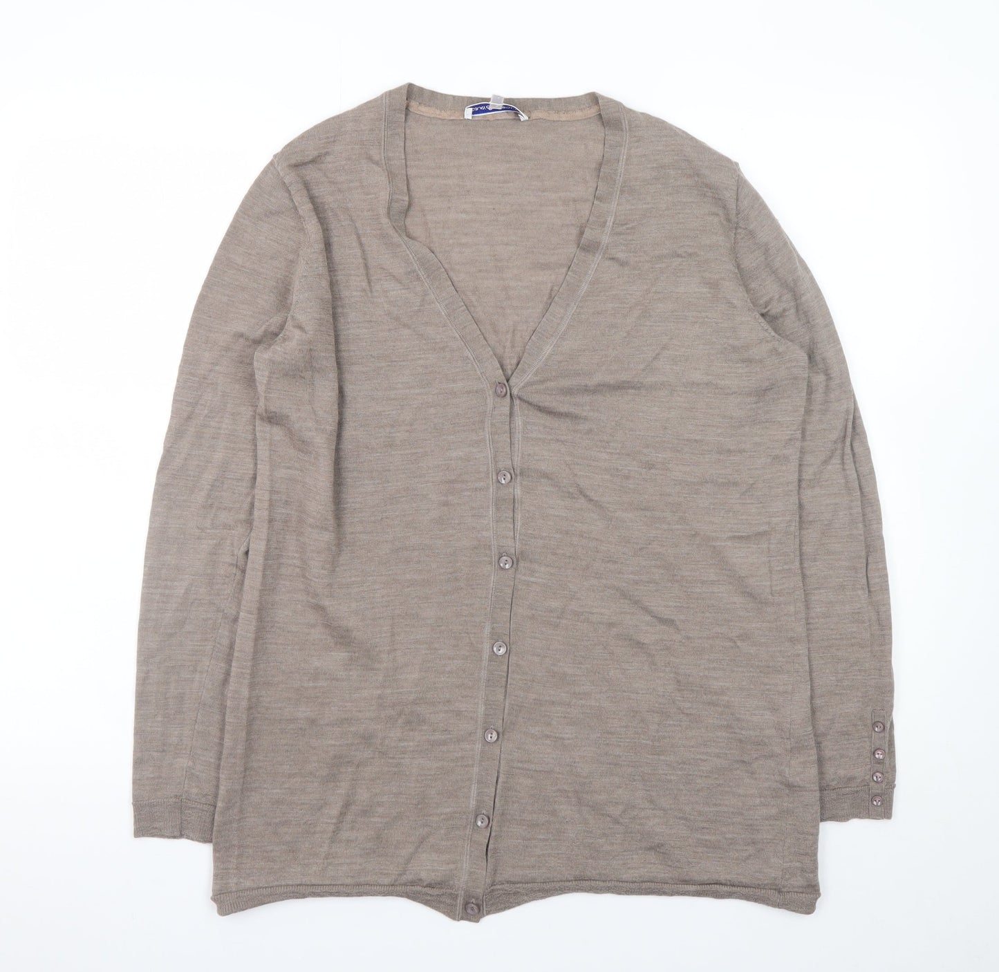 Gray & Osbourn Women's Beige Merino Wool V-Neck Cardigan Size 20