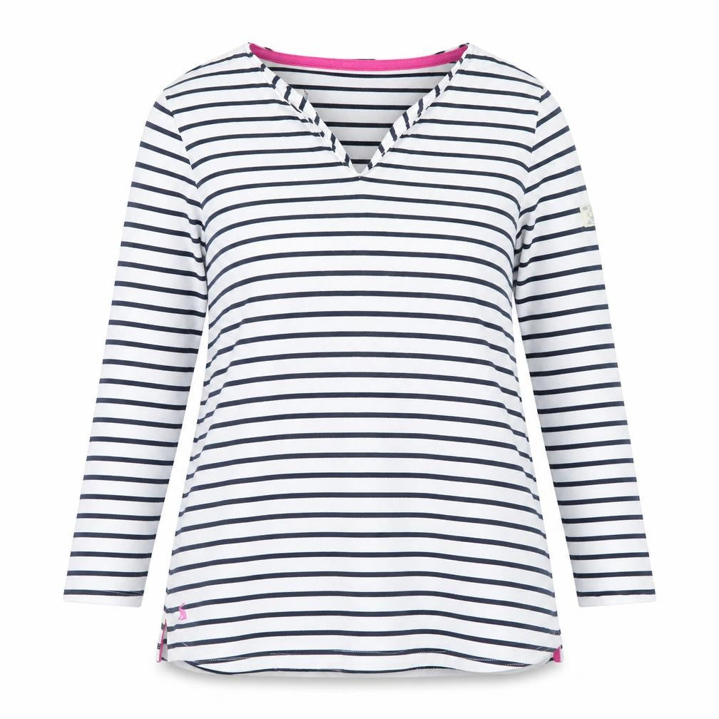 Joules Women White Navy Striped Pullover Sweatshirt UK 16