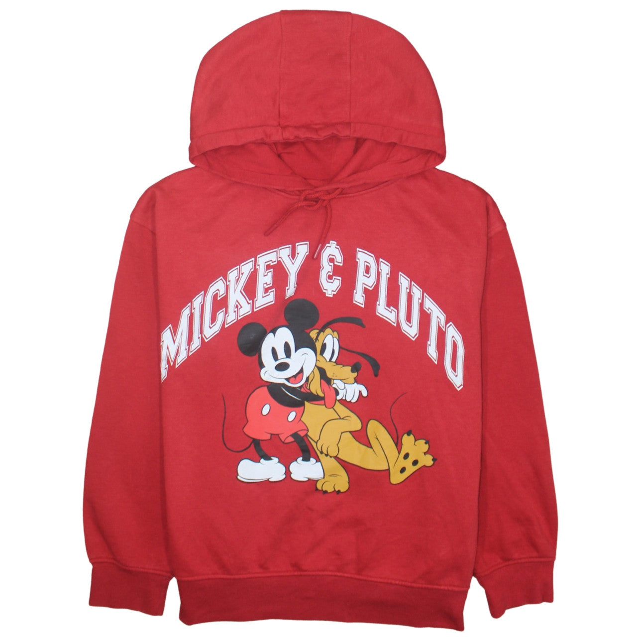 Disney Women Red Mickey & Pluto Pullover Hoodie Size 14/16