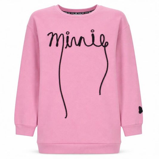 Disney Women Pink Minnie Crew Neck Pullover Sweatshirt Size L
