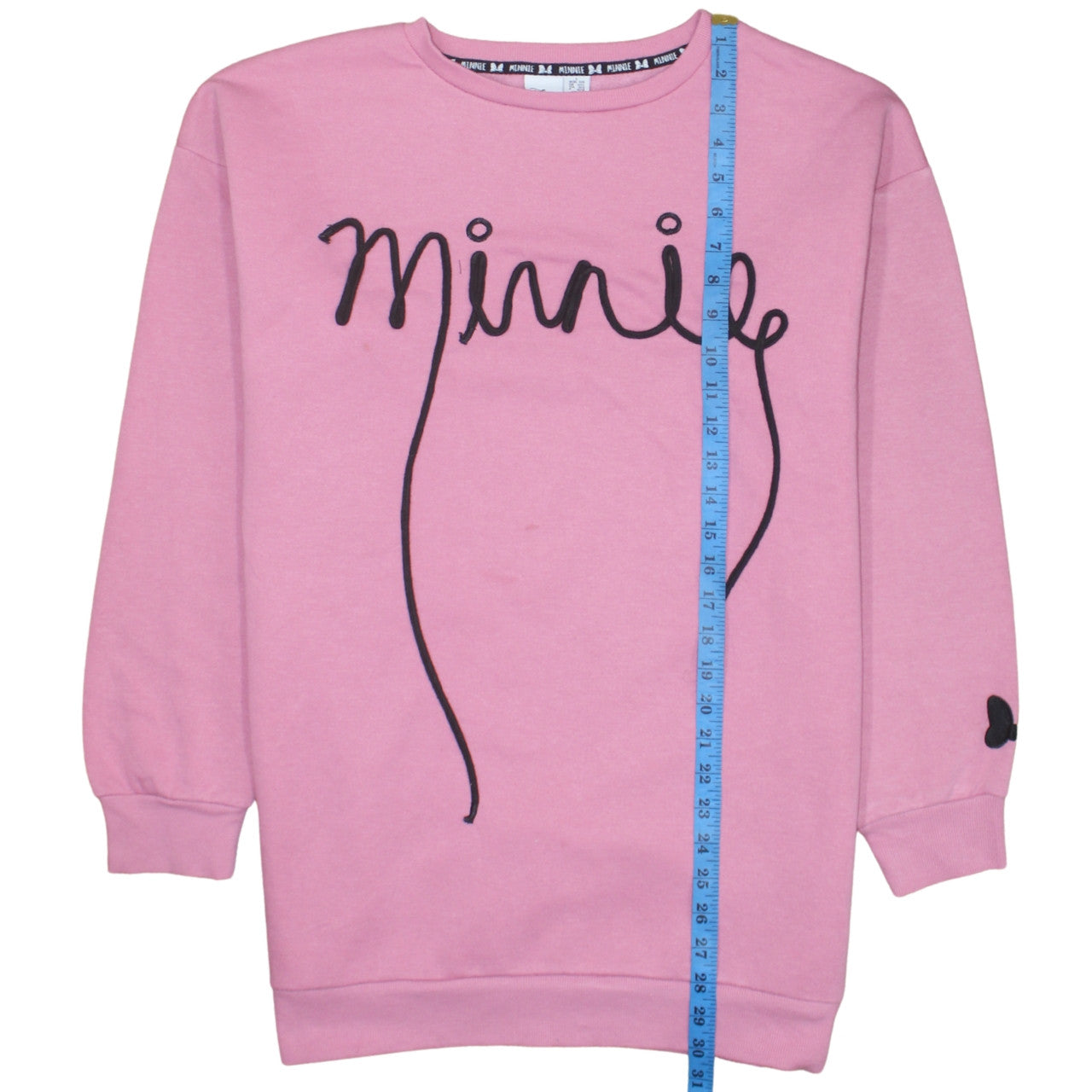 Disney Women Pink Minnie Crew Neck Pullover Sweatshirt Size L
