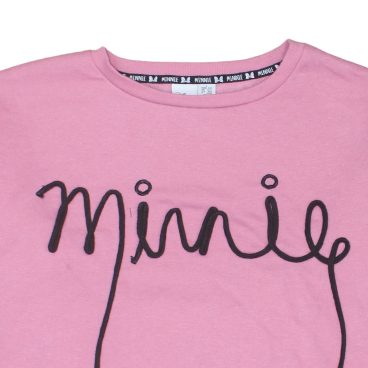 Disney Women Pink Minnie Crew Neck Pullover Sweatshirt Size L