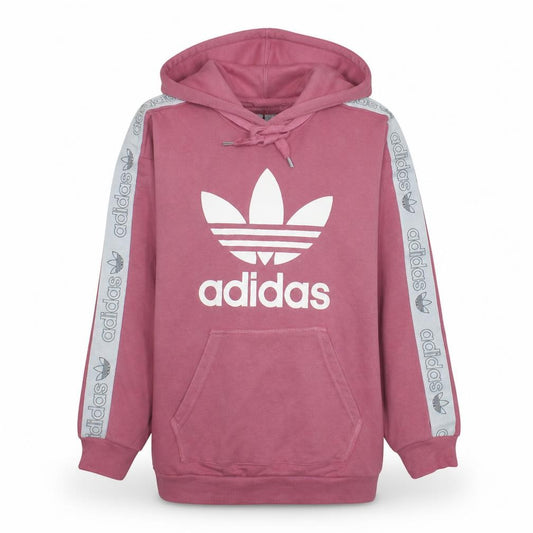 Adidas Womens Pink Pullover Hoodie Size 12 Logo Hooded Sweatshirt