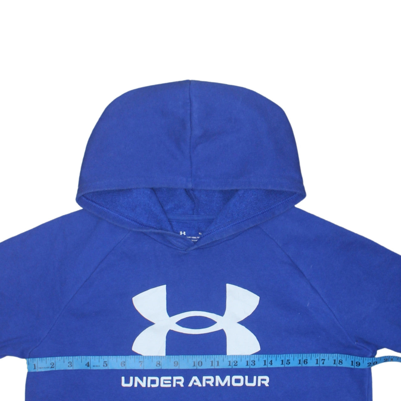 Under Armour Boys Blue Pullover Hoodie XL (158) Fleece Logo Sportswear