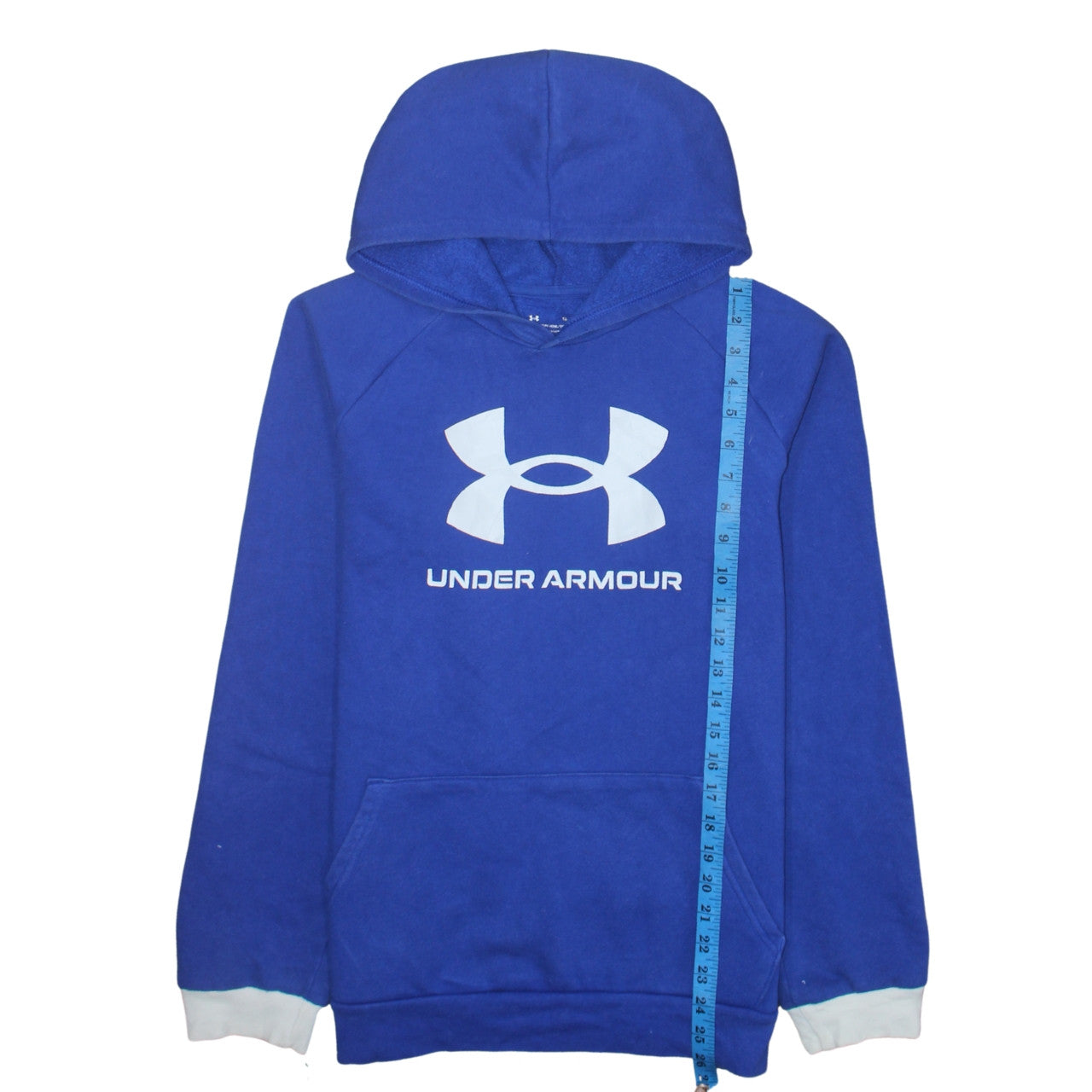 Under Armour Boys Blue Pullover Hoodie XL (158) Fleece Logo Sportswear