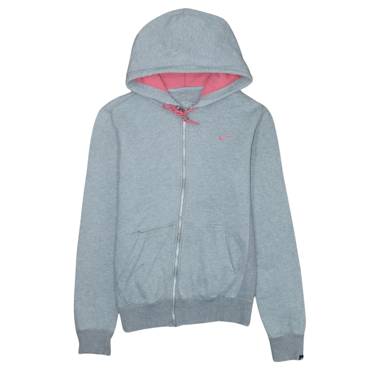 Nike Women's Grey Full Zip Hoodie Size M Pink Lined Sportswear