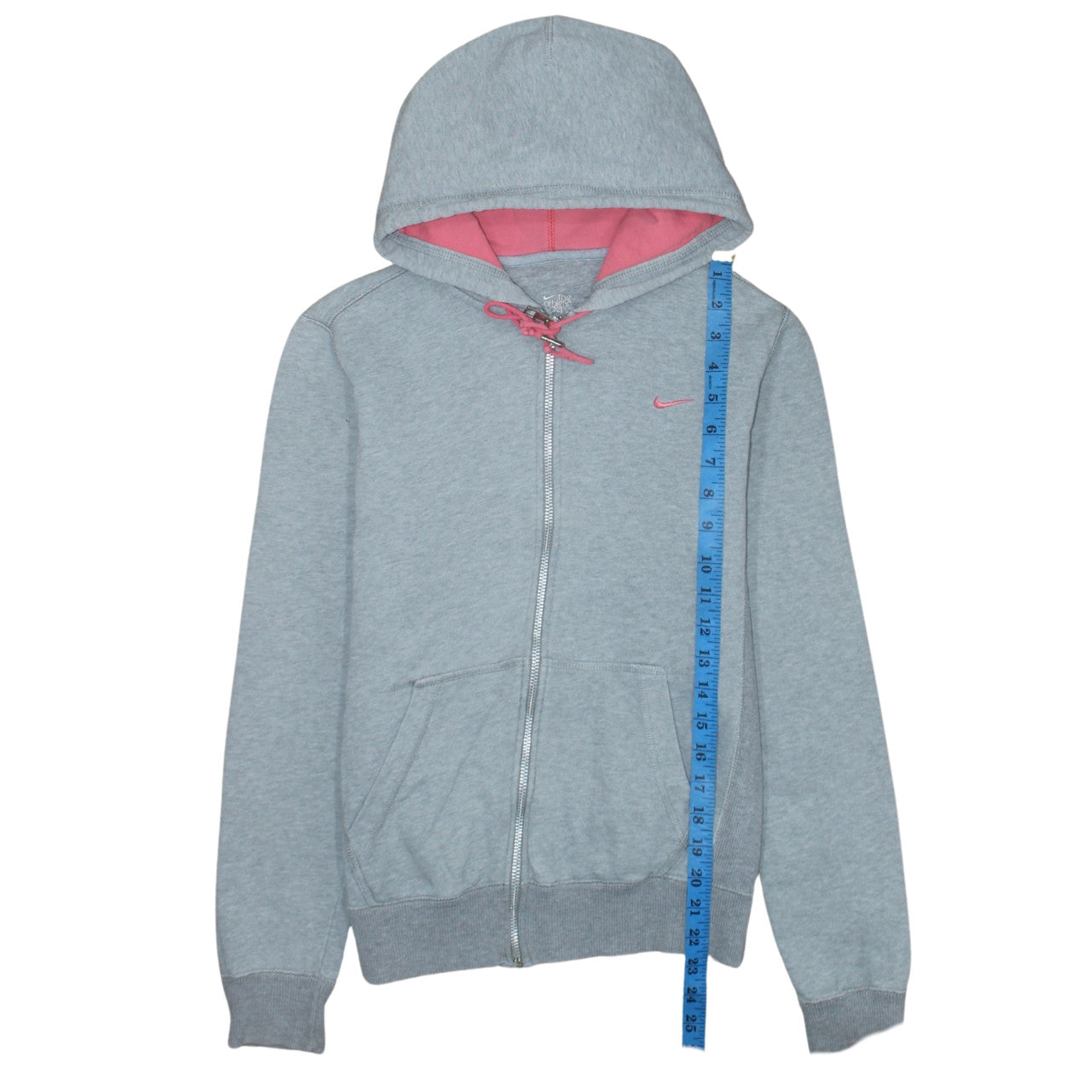 Nike Women's Grey Full Zip Hoodie Size M Pink Lined Sportswear