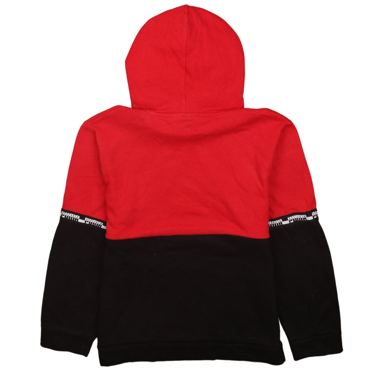 Puma Boys Red & Black Pullover Hoodie XL Colourblock Cotton Blend