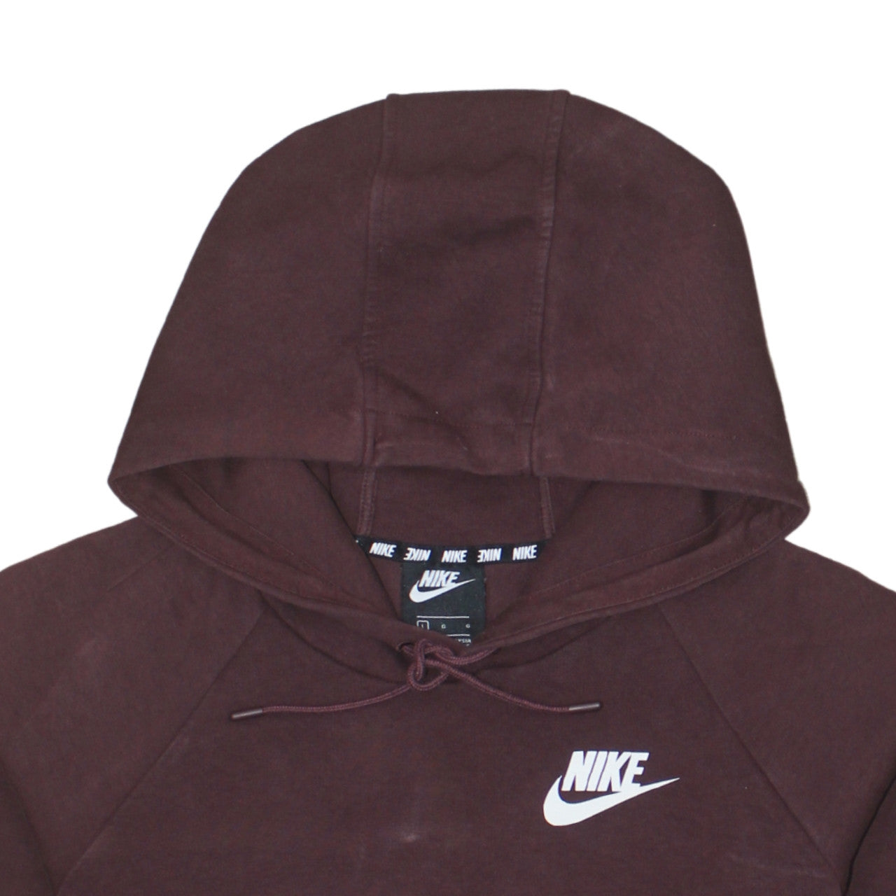 Nike Womens Burgundy Pullover Hoodie Size L Cotton Blend Logo