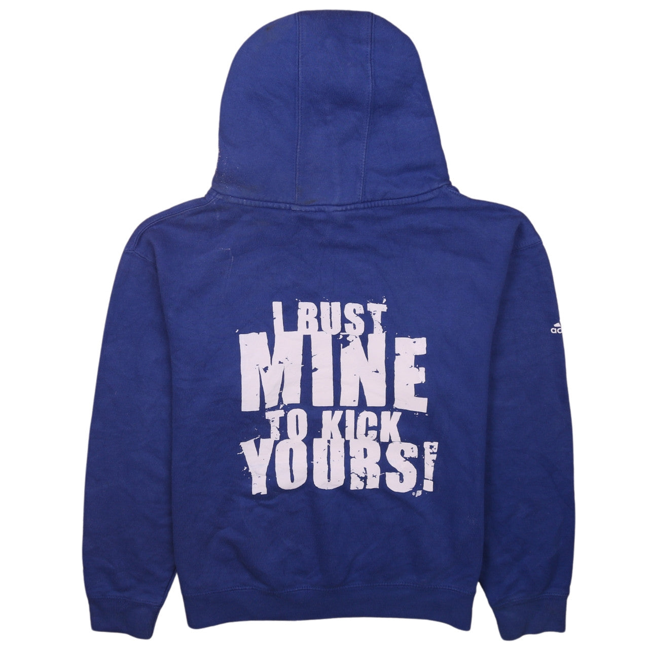 Adidas Boys Blue Pullover Hoodie YL Steel Cup Graphic Sweatshirt