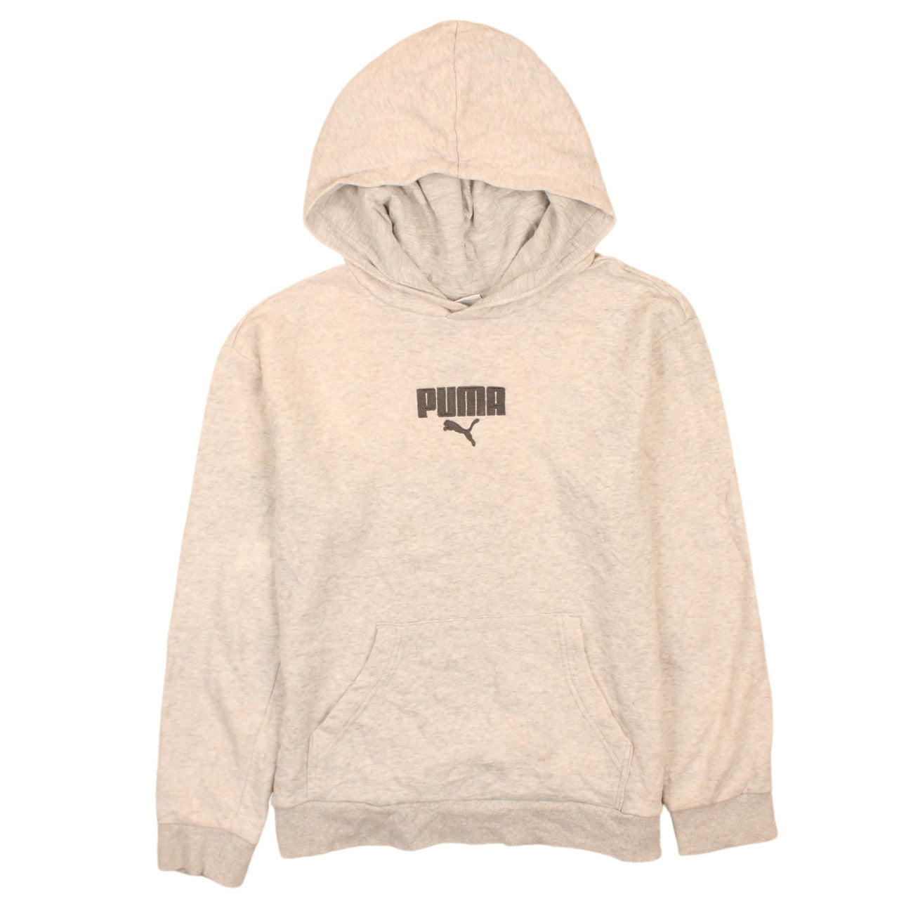 Puma Boys Beige Pullover Hoodie Size 16 Years Logo Fleece Sweatshirt