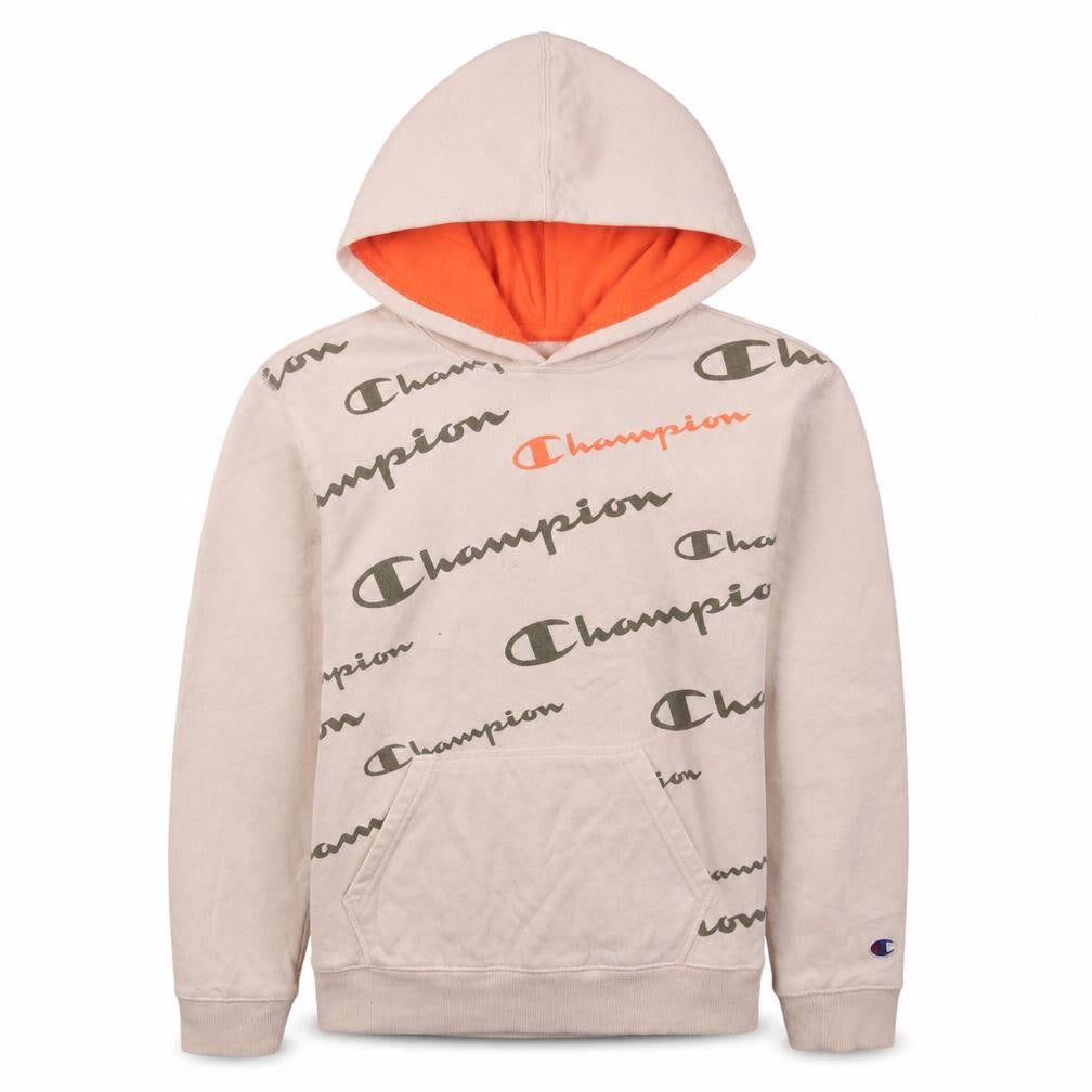 Champion Boys Beige Logo Pullover Hoodie Size L