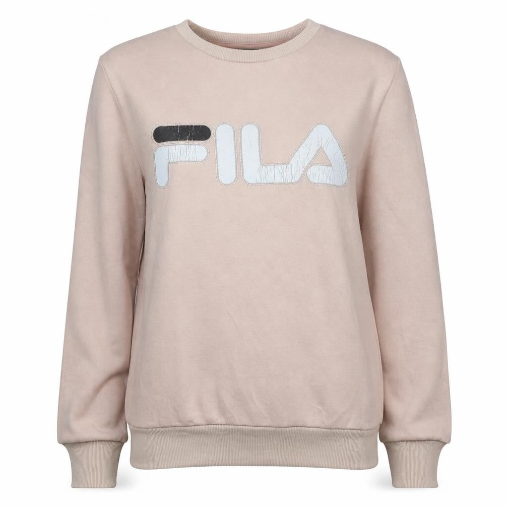 Fila Womens Beige Small Pullover Sweatshirt Logo Casual