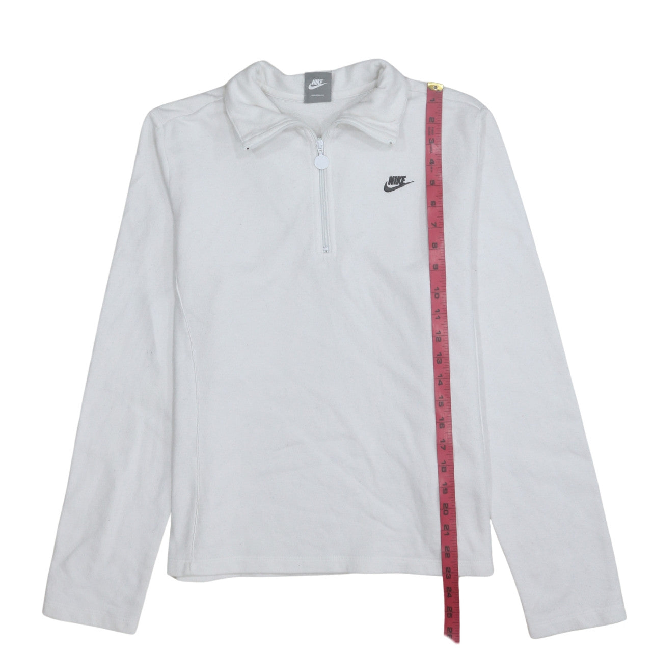 Nike Girls White 1/4 Zip Fleece Sweatshirt Size L 14-16 Sports Pullover