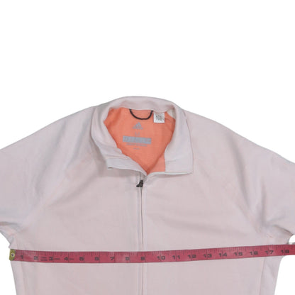 Back view of Adidas women’s pink medium running track jacket full zip lightweight