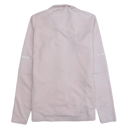 Brand and care label for Adidas women’s pink medium running track jacket full zip lightweight