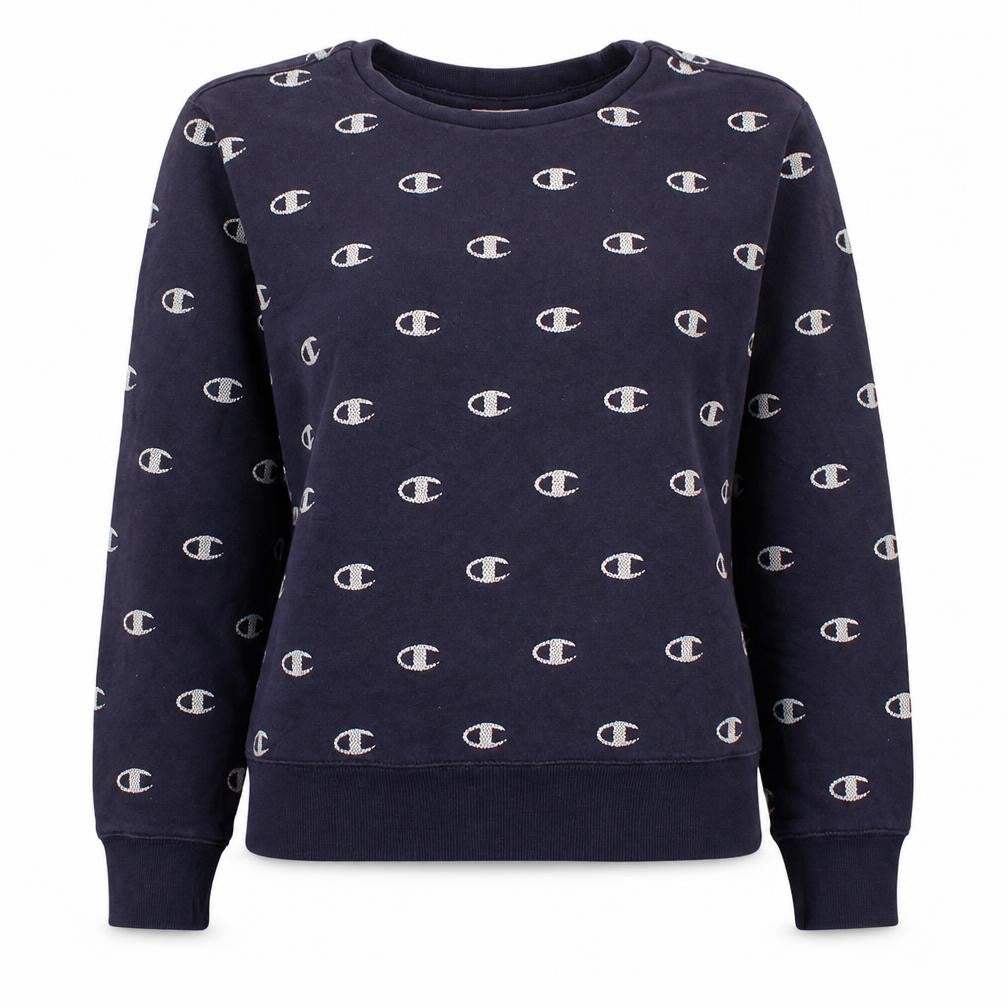 Champion Womens Navy Blue Crew Neck Logo Sweatshirt Size L
