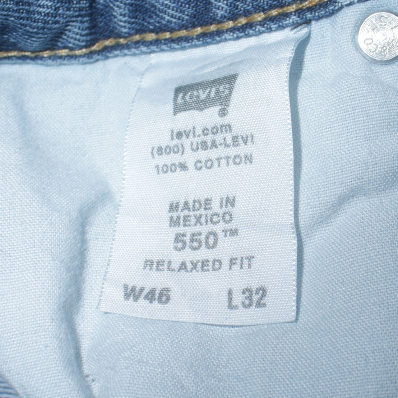 Levi's Men's Blue 550 Relaxed Fit Denim Jeans W46 L32 Straight Leg