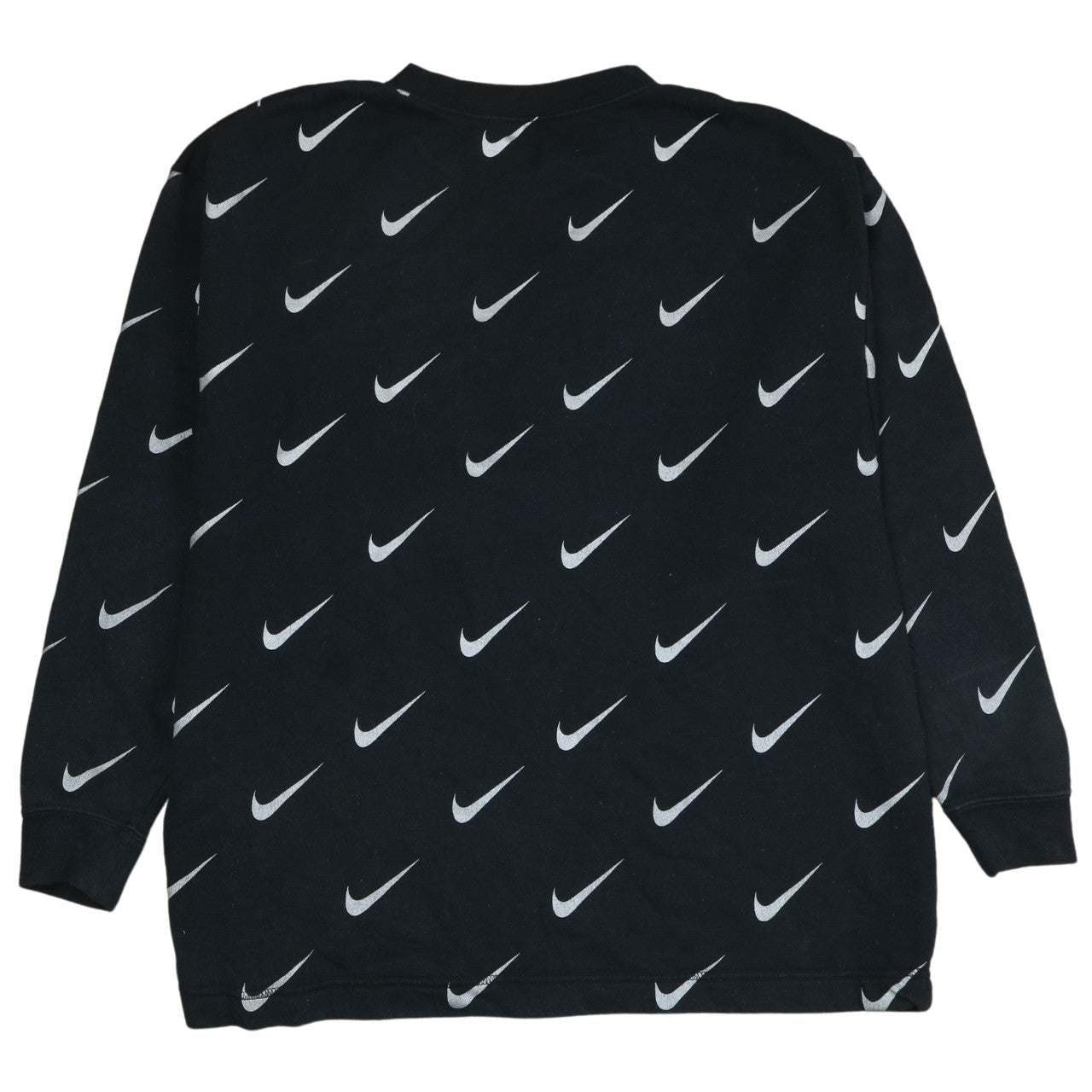 Nike Women’s Black Small Pullover Sweatshirt with All-Over Logo Print