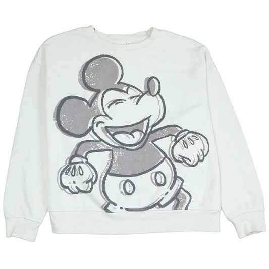 Disney Women White Mickey Mouse Pullover Sweatshirt Size S