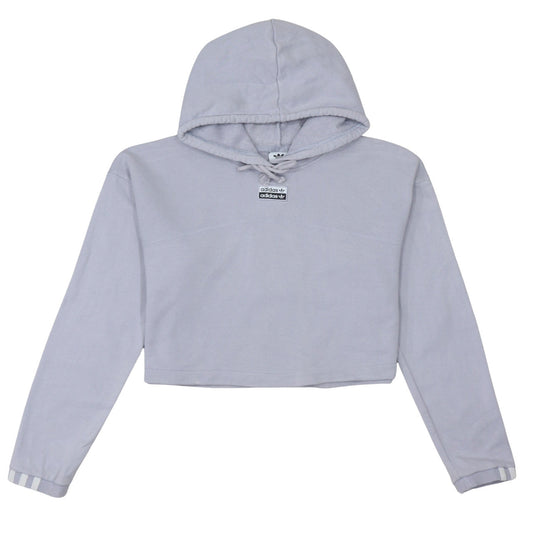 Adidas Womens Grey Cropped Pullover Hoodie Size 12