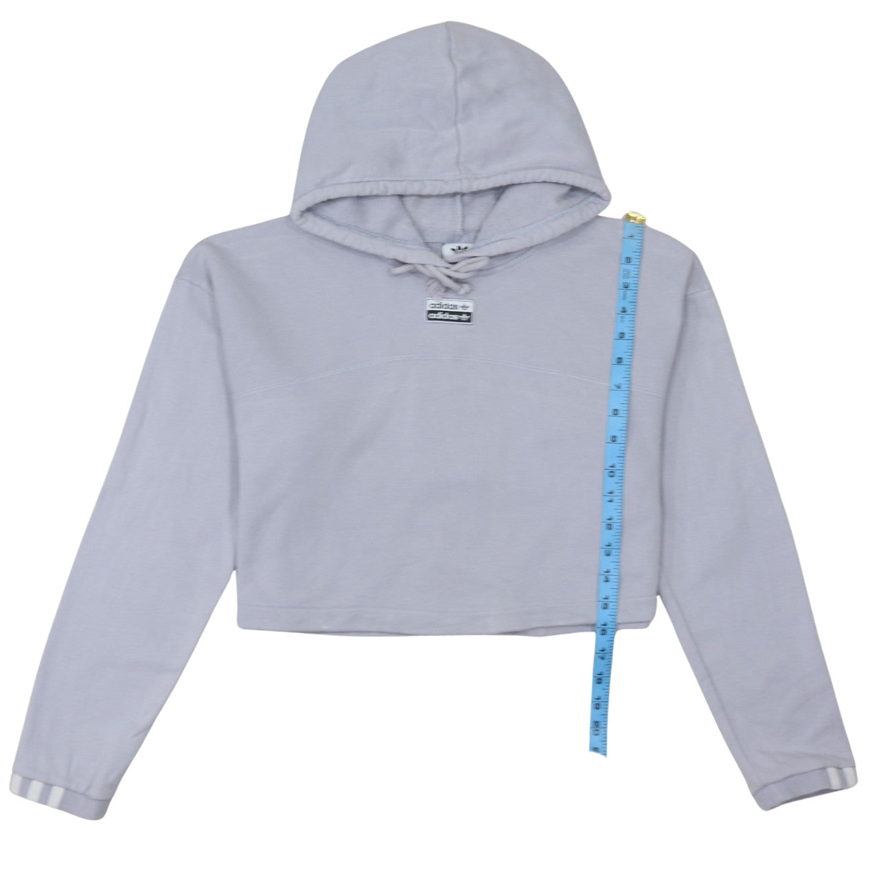 Adidas Womens Grey Cropped Pullover Hoodie Size 12