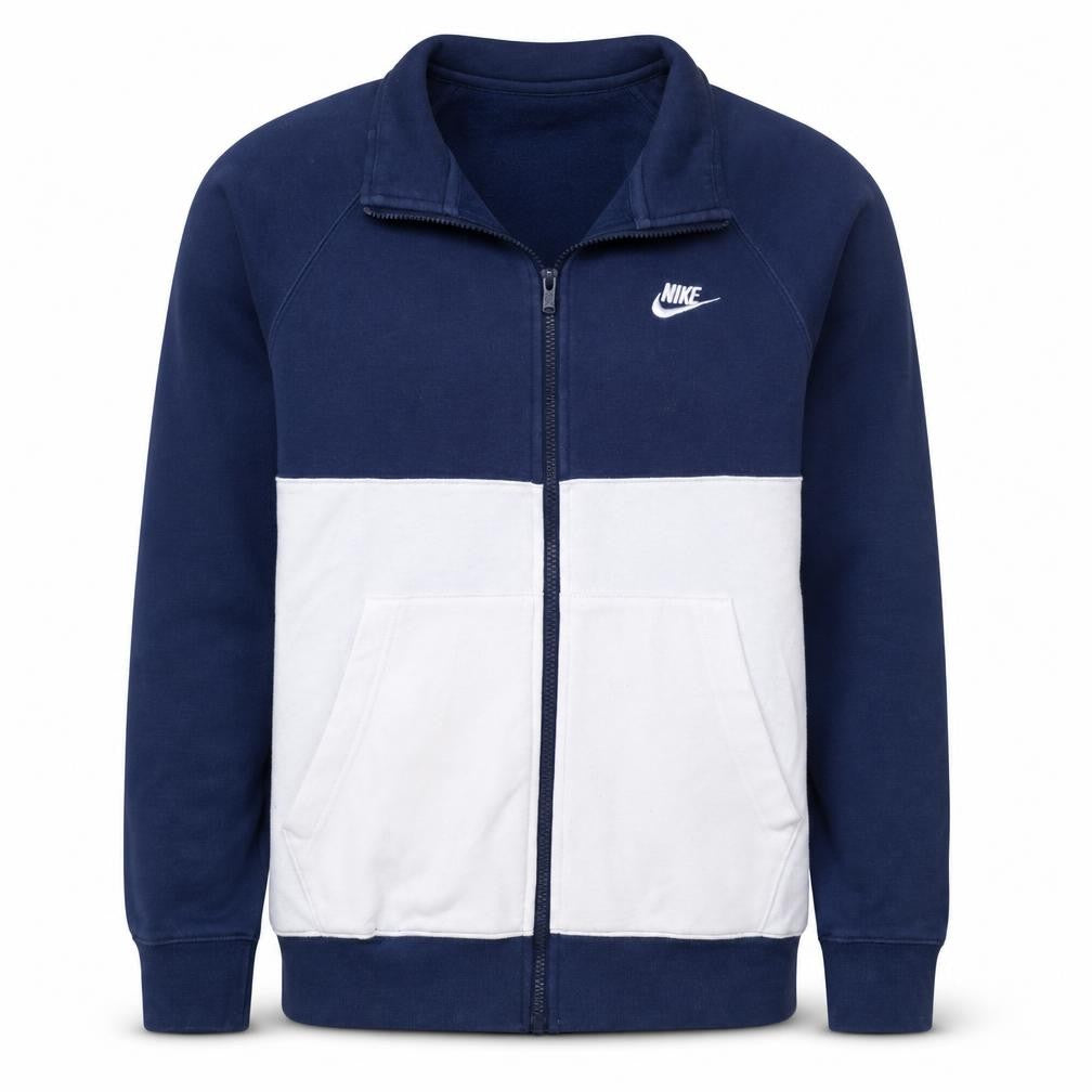 Nike Men's Blue and White Track Jacket Size S Full Zip Cotton Blend
