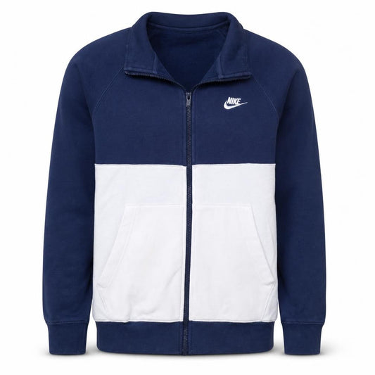 Nike Men's Blue and White Track Jacket Size S Full Zip Cotton Blend