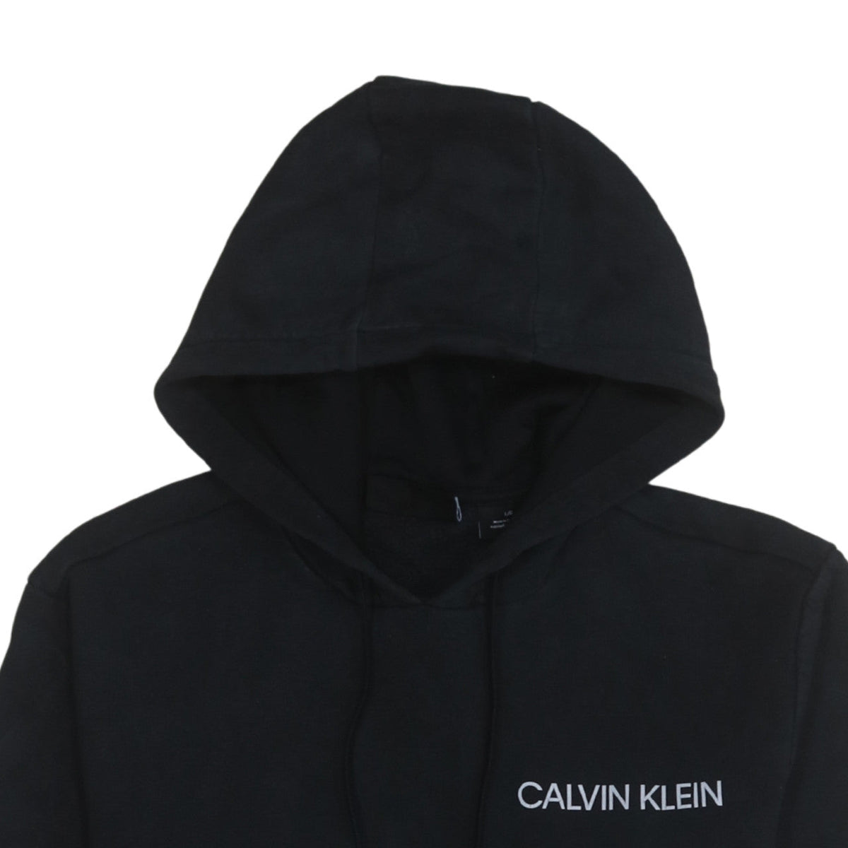 Calvin Klein Men’s Black Pullover Hoodie L Fleece Logo Sweatshirt