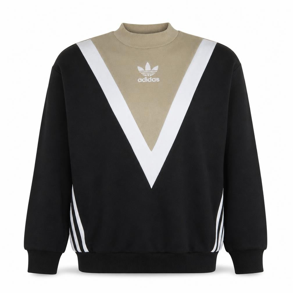 Adidas Women’s Beige Black Colourblock Crew Neck Sweatshirt Size 6