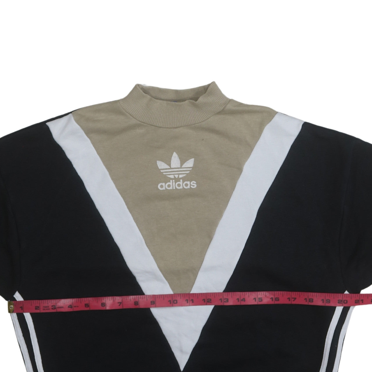 Adidas Women’s Beige Black Colourblock Crew Neck Sweatshirt Size 6