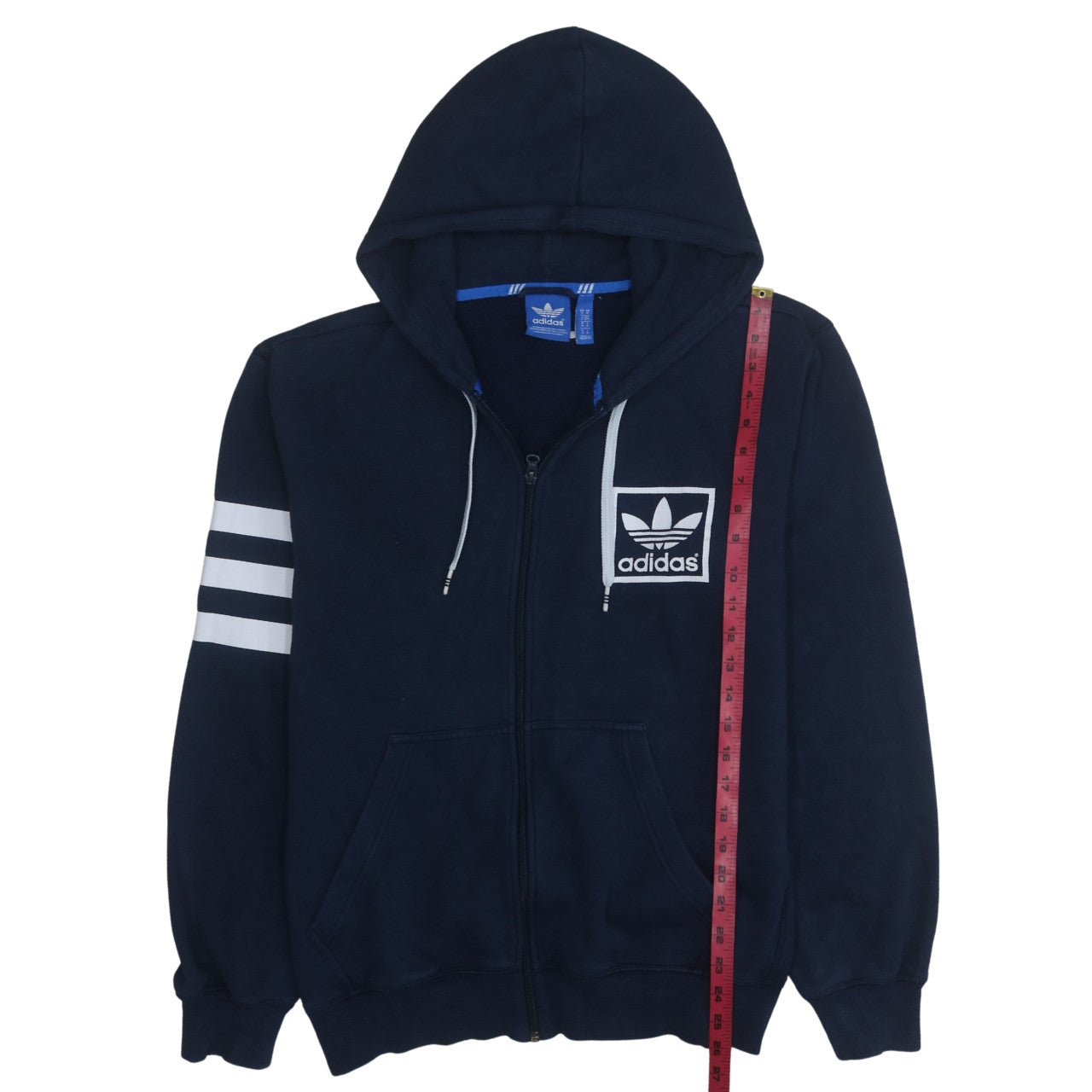 Adidas Men's Blue Full Zip Hoodie Size M Logo Sportswear
