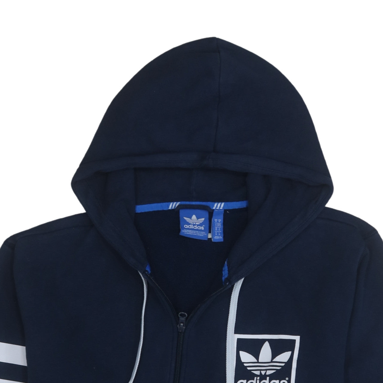 Adidas Men's Blue Full Zip Hoodie Size M Logo Sportswear