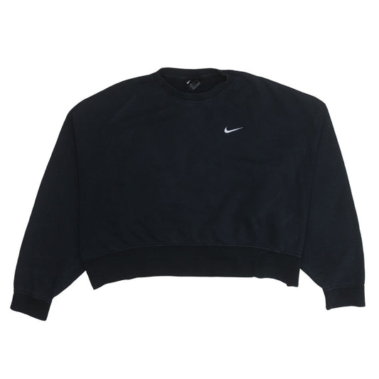 Nike Women Black L Pullover Sweatshirt Logo Cotton Blend