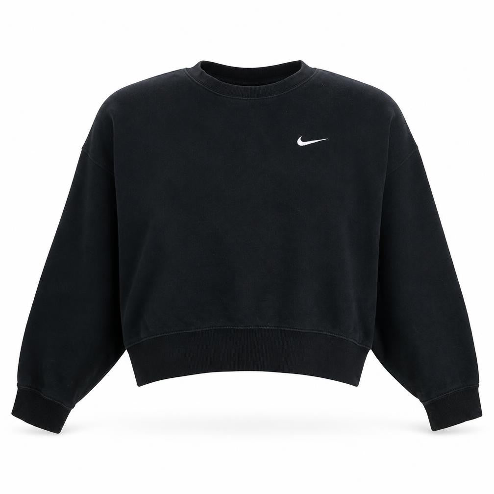 Nike Women Black L Pullover Sweatshirt Logo Cotton Blend