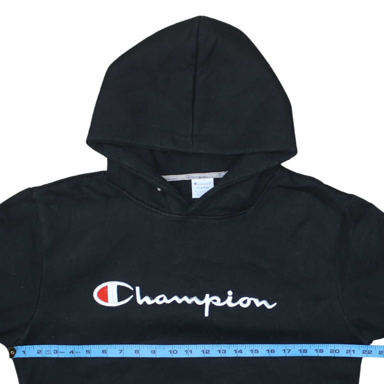 Champion Men’s Black XL Pullover Hoodie Embroidered Logo Fleece