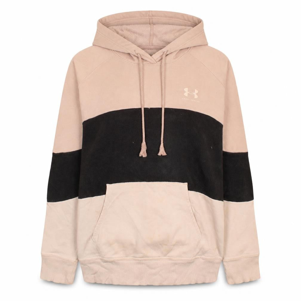 Under Armour Womens Beige Black Colourblock Pullover Hoodie Size M