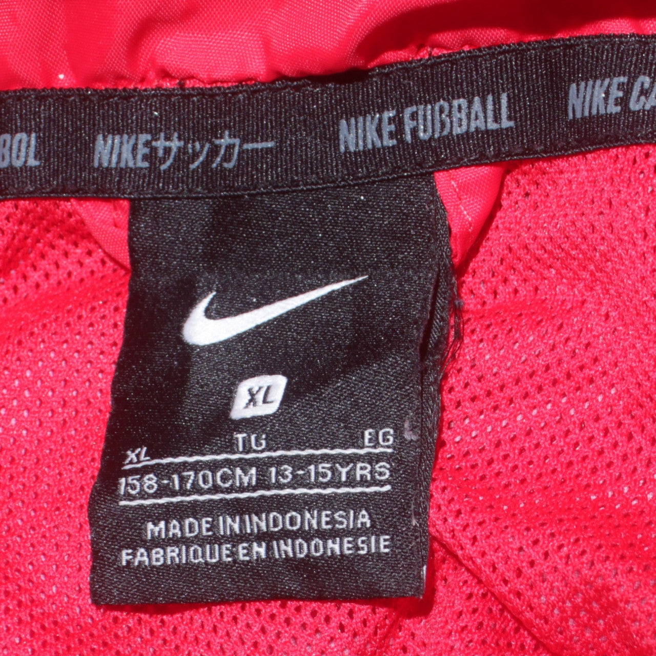 Nike Boys Red Windbreaker Football Jacket 13-15 Years Hooded Full Zip