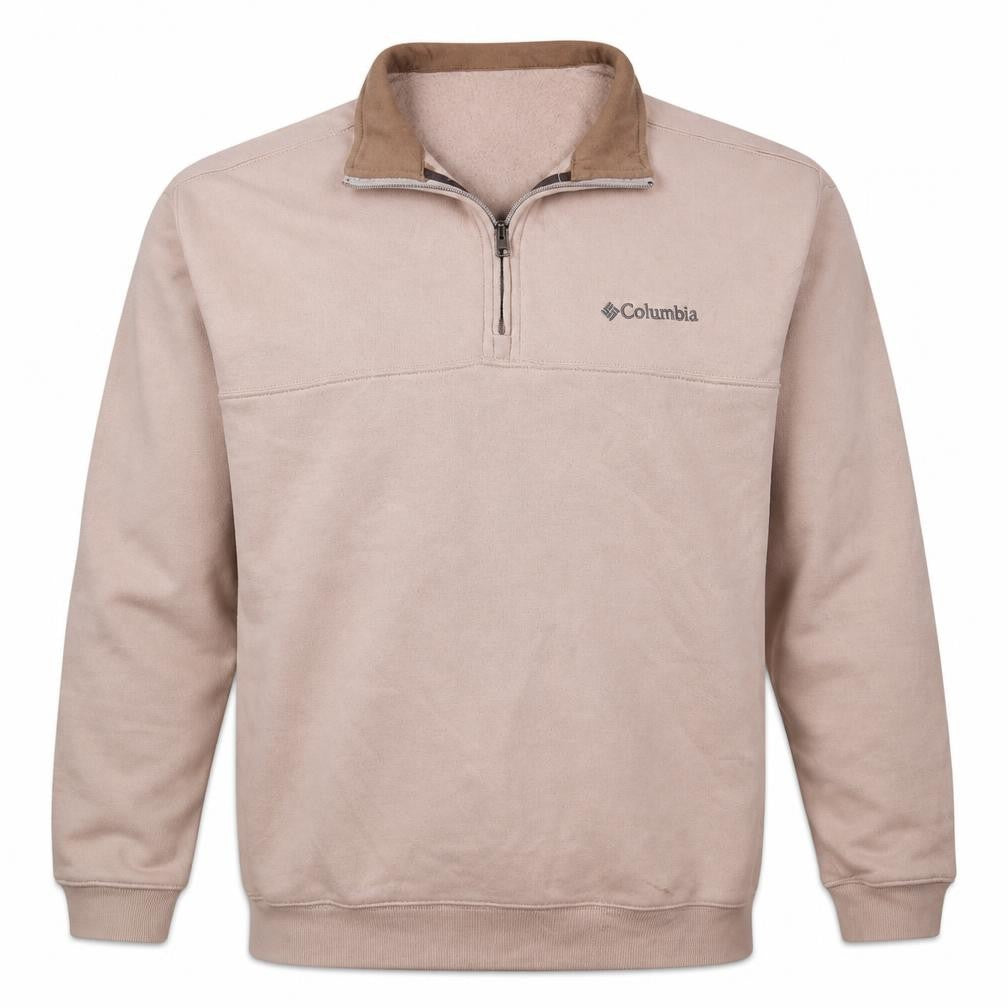 Columbia Men's Beige 1/4 Zip Fleece Sweatshirt L Regular