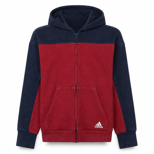Front view of Adidas women’s red & navy full zip hoodie size small
