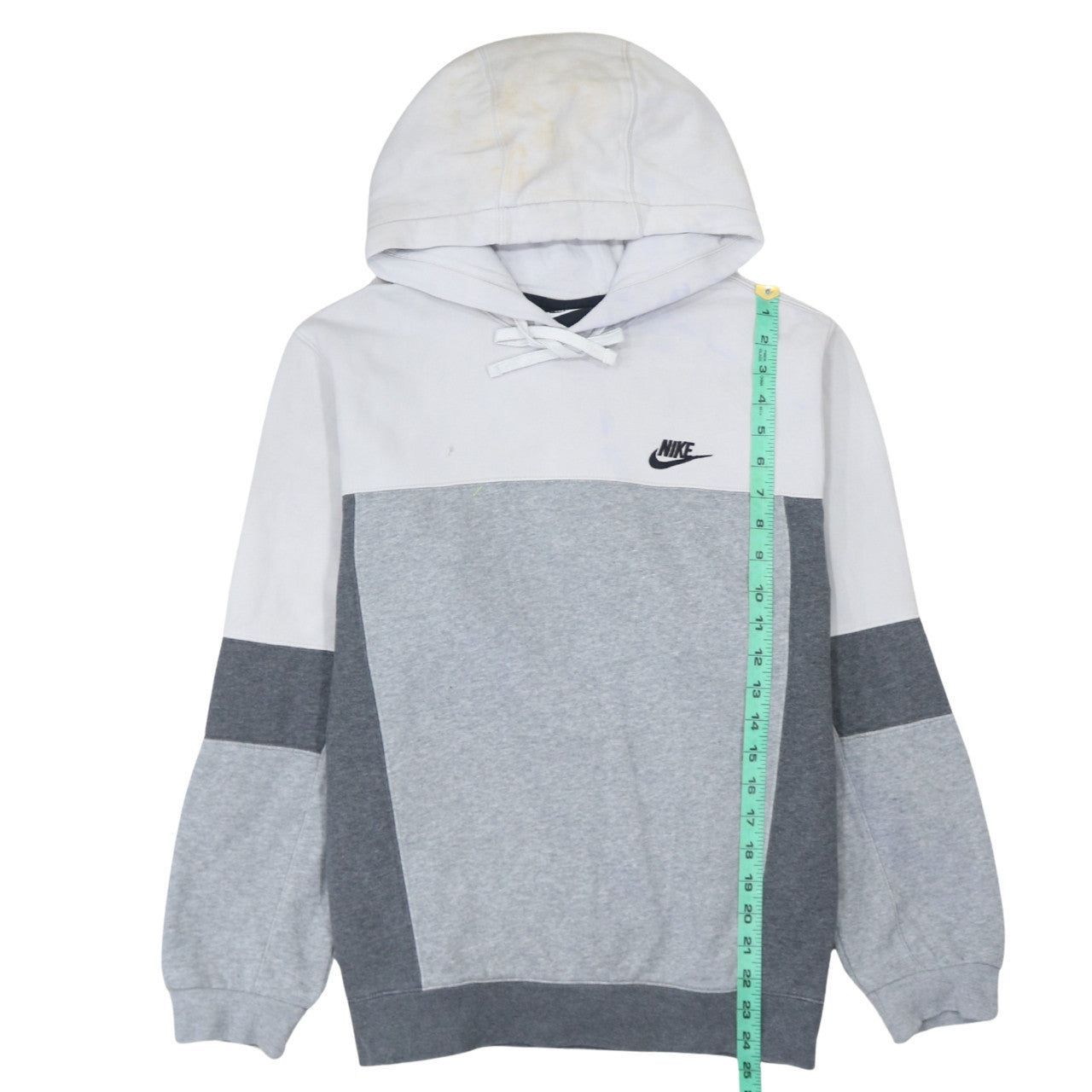 Nike Men's Grey Colour Block Pullover Hoodie Size S
