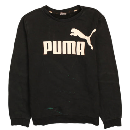Additional front view of Puma boys’ black crew neck logo pullover sweatshirt 11-12 years