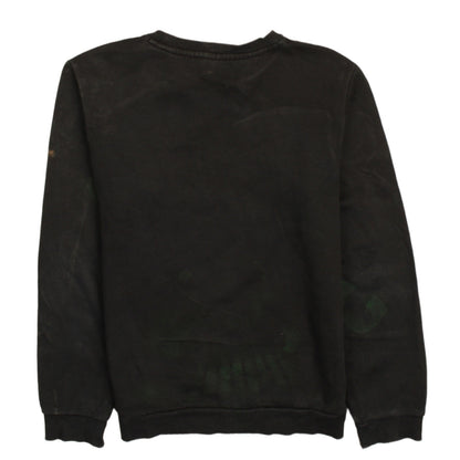 Back view of Puma boys’ black crew neck logo pullover sweatshirt 11-12 years