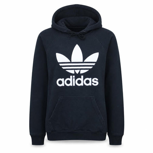 Front view of Adidas Women Black Trefoil Pullover Hoodie, size S