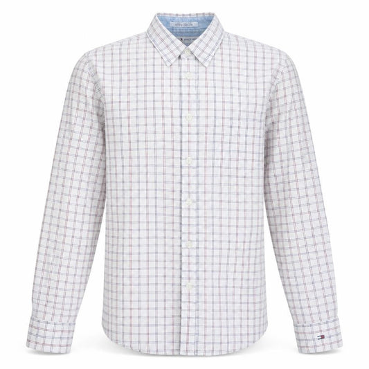 Tommy Hilfiger Jeans Mens White Check Button-Down Shirt Size M