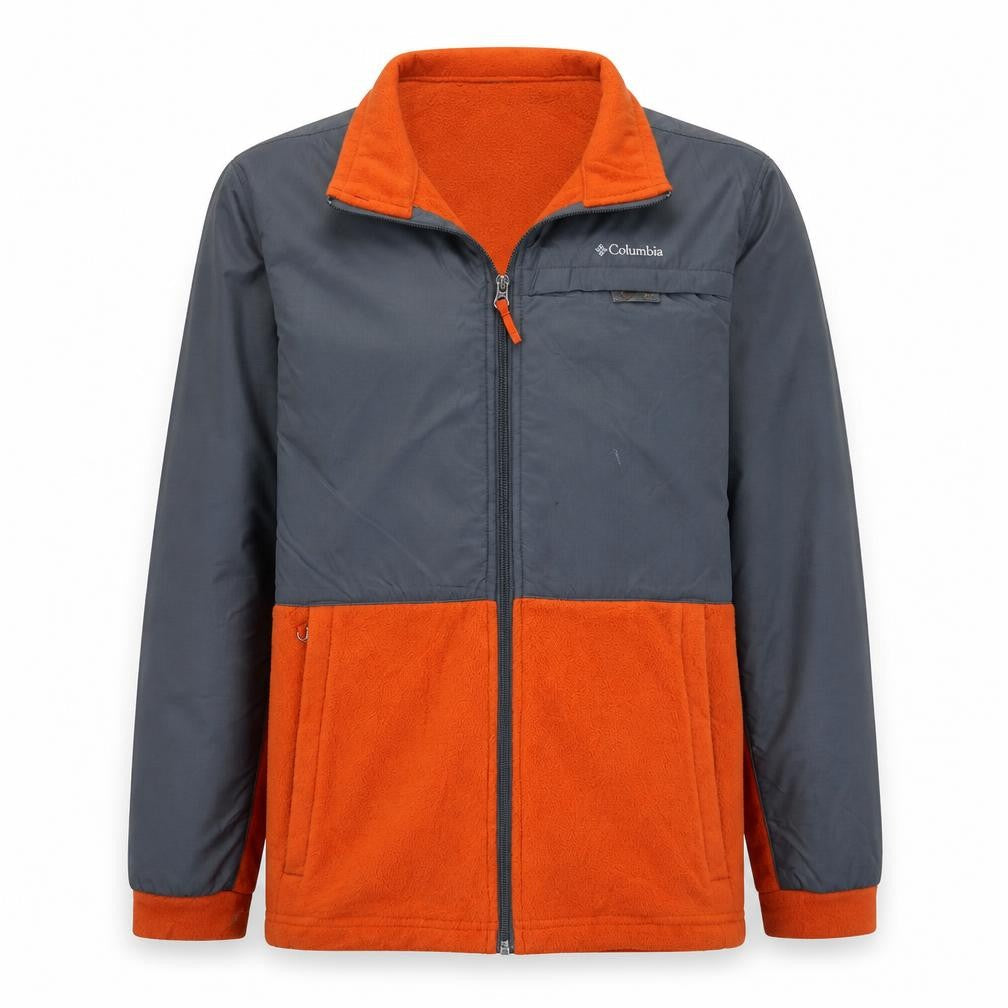 Columbia Mens Orange Grey Full Zip Fleece Jacket Size S Outdoor