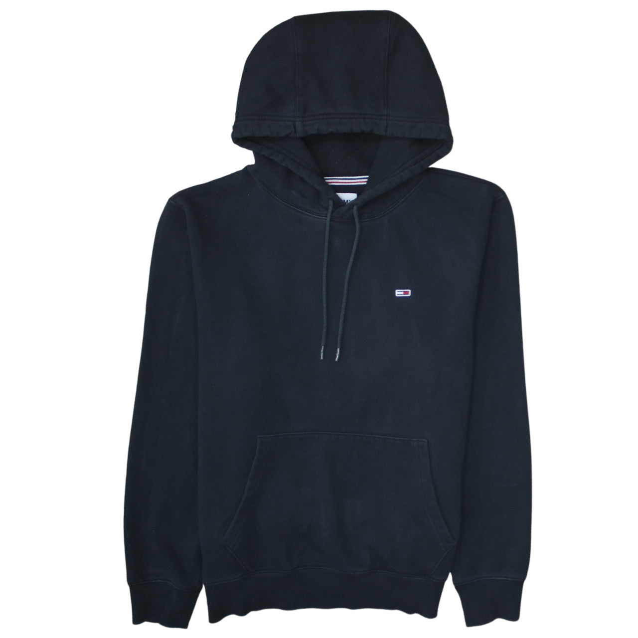 Tommy Jeans Men's Black Pullover Hoodie Size M Logo Fleece Sweatshirt