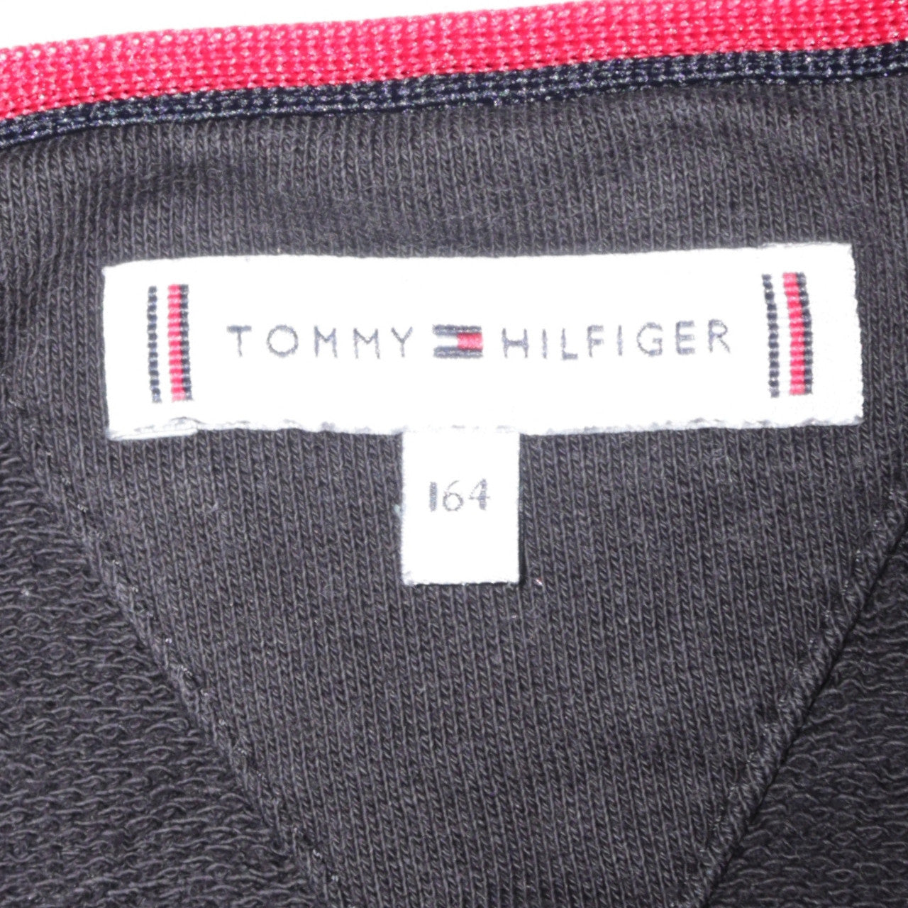 Tommy Hilfiger Boys Black Pullover Hoodie Size 164 Logo Fleece