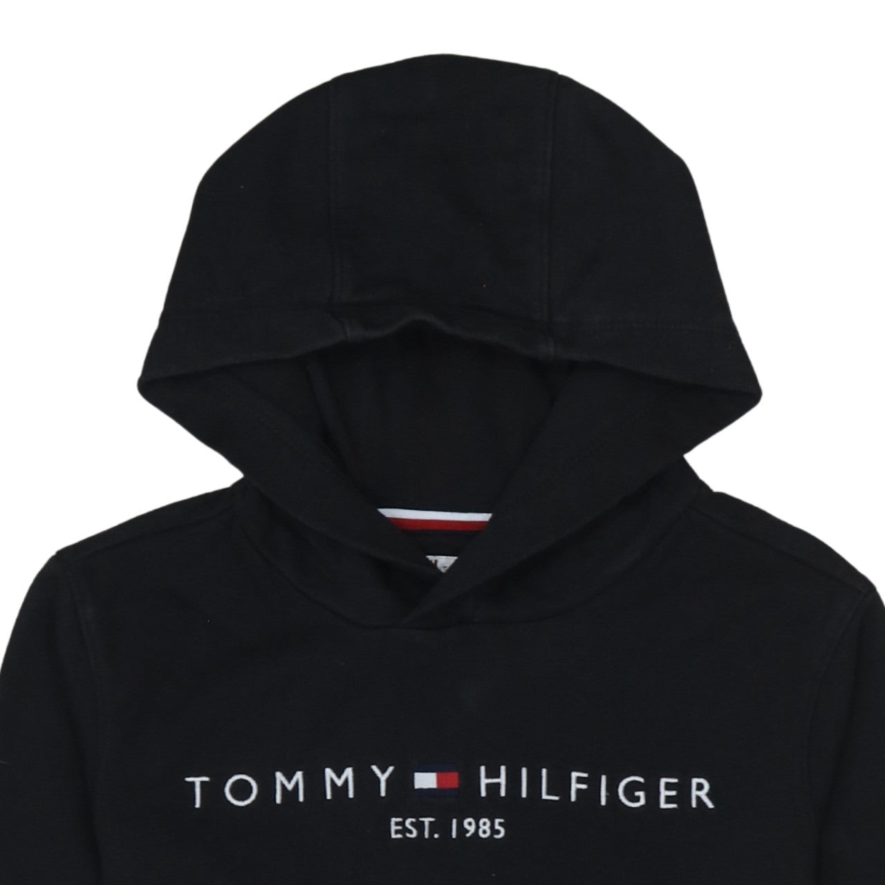 Tommy Hilfiger Boys Black Pullover Hoodie Size 164 Logo Fleece