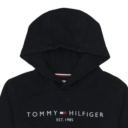 Additional view of Tommy Hilfiger boys’ black pullover hoodie, size 164, logo fleece
